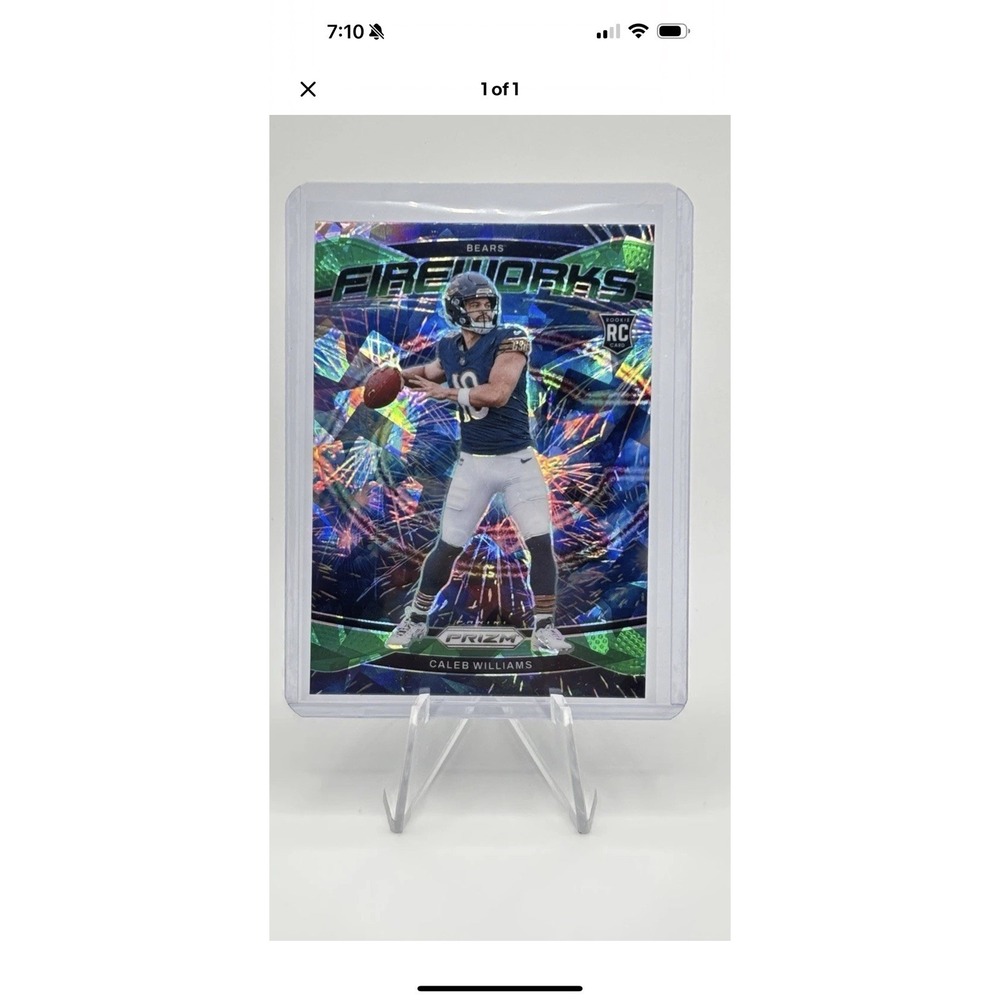 2024 Caleb Williams #25 Fireworks Green Cracked Ice Prizm (RC) ROOKIE Bears